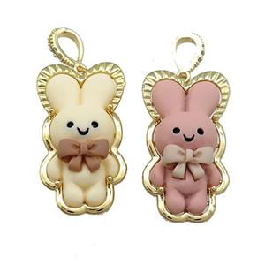 Resin Rabbit Pendant Gold Plated Mixed Color, approx 20-35mm