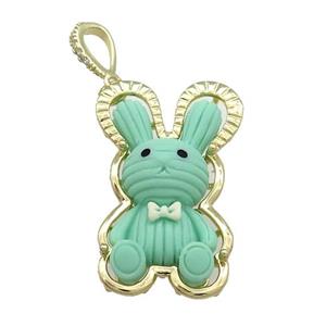 Green Resin Rabbit Pendant Gold Plated, approx 22-35mm