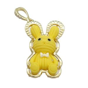 Yellow Resin Rabbit Pendant Gold Plated, approx 22-35mm