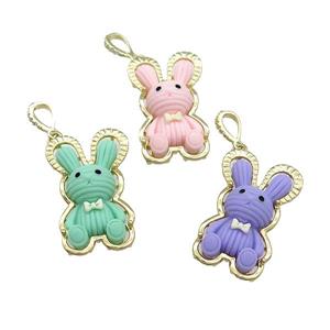 Resin Rabbit Pendant Gold Plated Mixed Color, approx 22-35mm