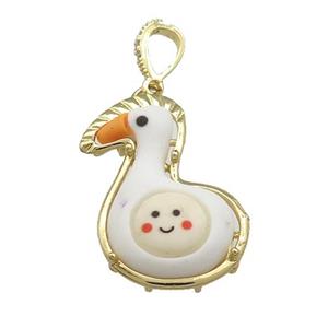 White Resin Duck Pendant Gold Plated, approx 20-30mm