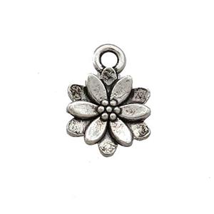 Tibetan Style Zinc Flower Pendant Antique Silver, approx 10mm