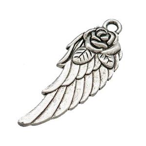 Tibetan Style Zinc Angel Wings Pendant Antique Silver, approx 11-28mm