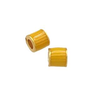 Copper Tube Beads Yellow Cloisonne Large Hole 18K Gold Plated, approx 4mm, 2mm hole
