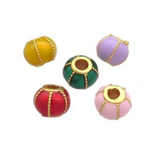 Copper Pumpkin Beads Cloisonne Large Hole 18K Gold Plated Mixed, approx 6mm, 2mm hole
