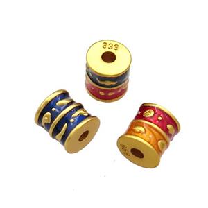Copper Tube Beads Cloisonne 18K Gold Plated Mixed, approx 7.5-8mm