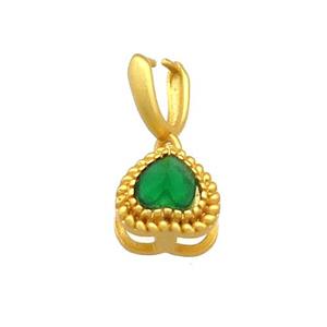 Copper Heart Pendant Pave Jadeite Glass 18K Gold Plated, approx 9mm