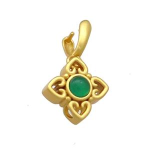 Copper Star Pendant Pave Jadeite Glass 18K Gold Plated, approx 12.5mm