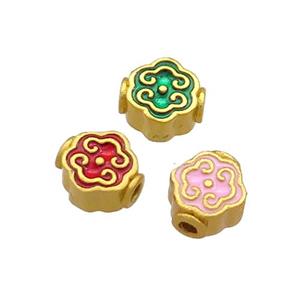 Copper Beads Cloisonne 18K Gold Plated Mixed, approx 6-7mm