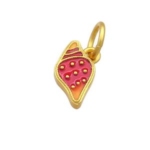 Copper Pendant Ice Cream Multicolor Cloisonne 18K Gold Plated, approx 7-13mm