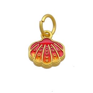 Copper Shell Pendant Multicolor Cloisonne 18K Gold Plated, approx 9-11mm