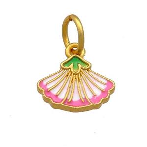 Copper Shell Pendant Multicolor Cloisonne 18K Gold Plated, approx 10-11mm