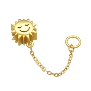 Copper Sun Charm Pendant Unfade 18K Gold Plated, approx 12mm, 4mm hole, 35mm length