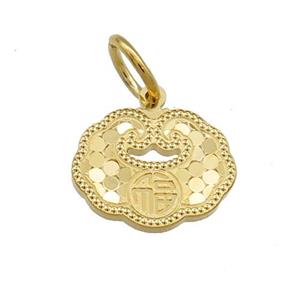 Copper Talisman Pendant Unfade 18K Gold Plated, approx 11-14mm
