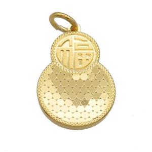 Copper Circle Pendant Double FU Unfade 18K Gold Plated, approx 14-20mm