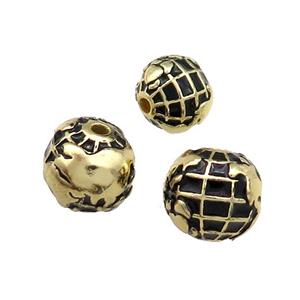 Copper Round Beads Earth Black Painted Gold Plated, approx 9mm