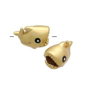 Copper Shark Charms Beads Unfade Large Hole Gold Plated, approx 7-12mm, 2.5mm hole