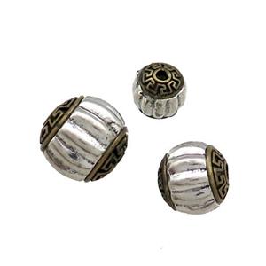 Tibetan Style Copper Round Beads Antique Silver Bronze, approx 7.5mm