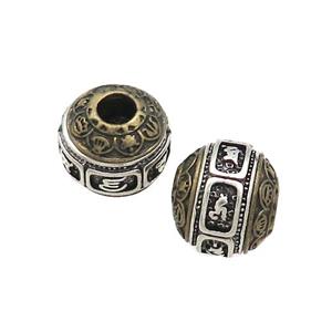 Tibetan Style Copper Round Beads Large Hole Antique Bronze Silver, approx 12mm, 4mm hole