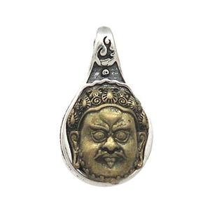 Tibetan Style Copper Buddha Pendant Antique Bronze Silver, approx 14mm