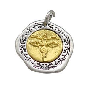 Tibetan Style Copper Angel Charms Pendant Circle Antique Silver Gold, approx 18-19mm