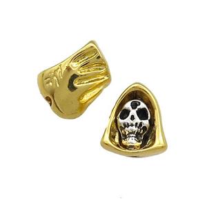 Copper Skull Charms Beads Halloween Antique Silver Gold, approx 9-11mm