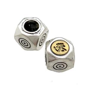 Tibetan Style Chinese Lucky Beads Copper Cube Antique Silver Gold, approx 10mm, 5mm hole