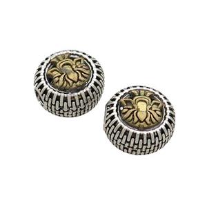 Tibetan Style Chinese Auspicious Eight Treasures Beads Coin Large Hole Antique Silver Bronze, approx 11.5mm, 3mm hole