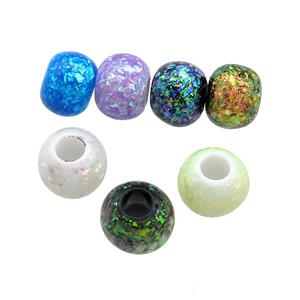Resin Rondelle Beads Pave Fire Opal Large Hole Smooth Mixed Color, approx 10.5-11mm, 4mm hole