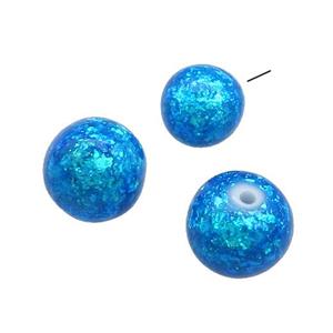 White Resin Beads Pave Blue Fire Opal Smooth Round, approx 11mm, half hole