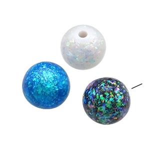 Resin Beads Pave Fire Opal Smooth Round Mixed Color, approx 11mm, half hole