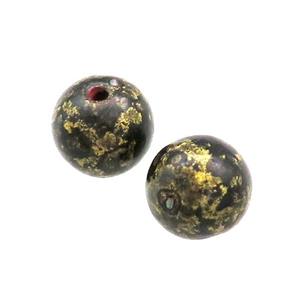 Wood Beads Black Yellow Painted Smooth Round, approx 11mm dia