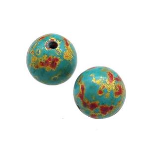 Wood Beads Green Painted Smooth Round, approx 11mm dia
