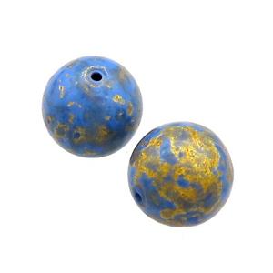 Wood Beads Blue Painted Smooth Round, approx 11mm dia