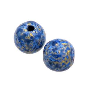Wood Beads Blue Painted Smooth Round, approx 10-11mm dia