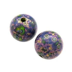Wood Beads Purple Painted Smooth Round, approx 14-16mm dia