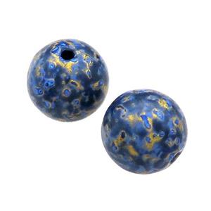 Wood Beads Blue Painted Smooth Round, approx 14-16mm dia