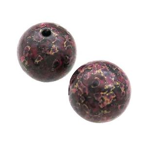 Wood Beads Fuchsia Painted Smooth Round, approx 14-16mm dia