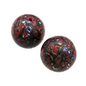 Wood Beads Black Red Painted Smooth Round, approx 14-16mm dia