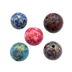 Wood Beads Painted Smooth Round Mixed Color, approx 14-16mm dia