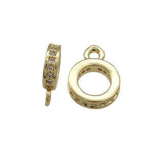 Copper Bail Pave Zircon 18K Gold, approx 8mm