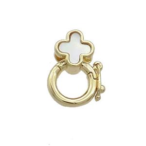 Copper Bail Pave Shell Cross 18K Gold, approx 8mm, 9mm, 3mm hole