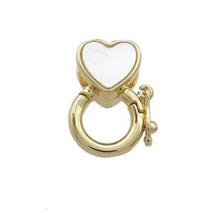 Copper Bail Pave Shell Heart 18K Gold, approx 8mm, 9mm, 3mm hole