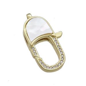 Copper Lobster Clasp Pave Shell Zircon 18K Gold Plated, approx 13.5-23mm