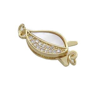Copper Slider Clasp Pave Shell Zircon 18K Gold Plated, approx 8-18mm