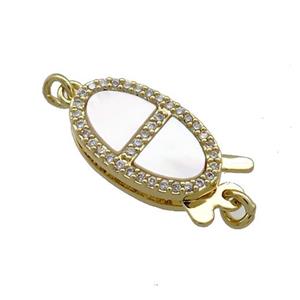 Copper Slide Clasp Pave Shell Zircon 18K Gold Plated, approx 8-20mm