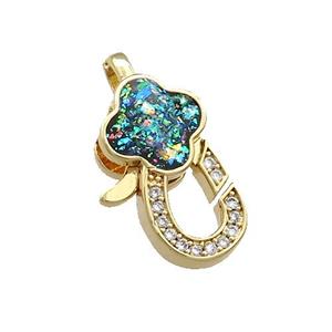 Copper Lobster Clasp Pave Fire Opal Zircon 18K Gold, approx 11-21mm