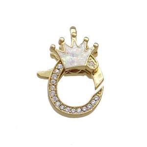 Copper Lobster Clasp Pave Fire Opal Zircon Crown 18K Gold, approx 15-21mm