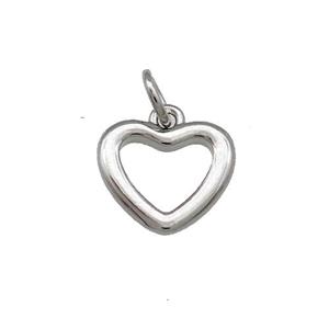 Copper Heart Pendant Platinum Plated, approx 11mm
