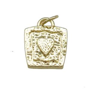 Copper Square Heart Pendant Gold Plated, approx 11mm